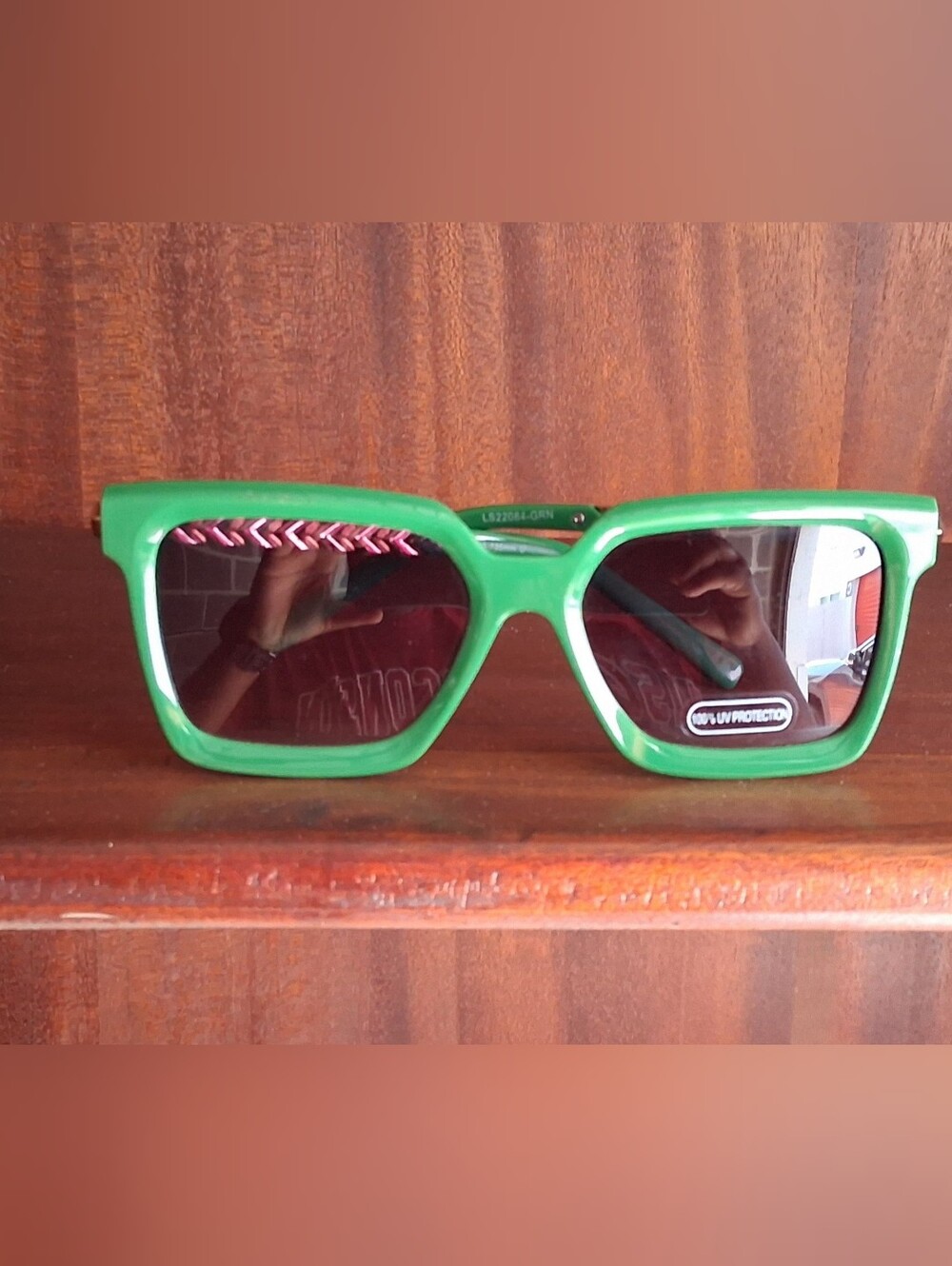 Green Square Frame Sunglasses with UV Protection